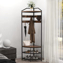 Corner Hall Tree with Shoe Bench & Coat Rack