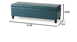Teal PU Storage Ottoman Bench