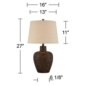 Dark Terra Cotta Farmhouse Table Lamps Set of 2