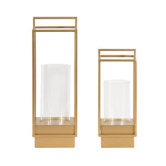 Two-Piece Lantern Candle Holder Set with Glass Cylinders