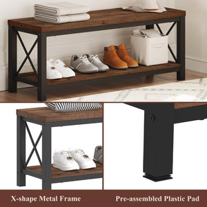 47" Entryway Bench with 2-Tier Shoe Storage
