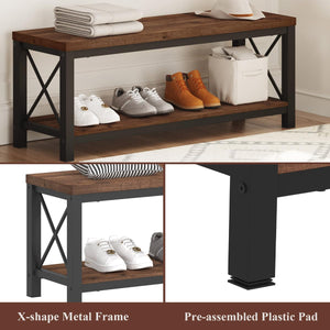 47" Entryway Bench with 2-Tier Shoe Storage