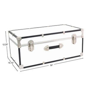 30-Inch Storage Trunk with Latches and Handle – White