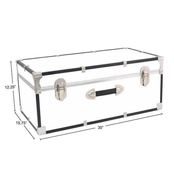 30-Inch Storage Trunk with Latches and Handle – White
