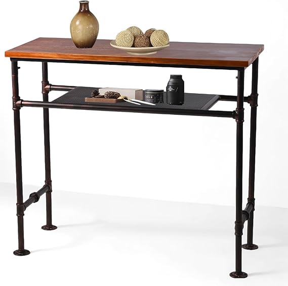 Industrial Bar Table with 2-Tier Storage