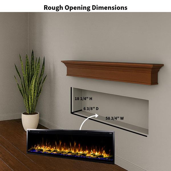 60" Smart Electric Fireplace – Wall Mount & Recessed