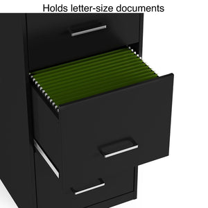 4-Drawer Locking Metal Vertical File Cabinet – Letter & Legal Size, Black