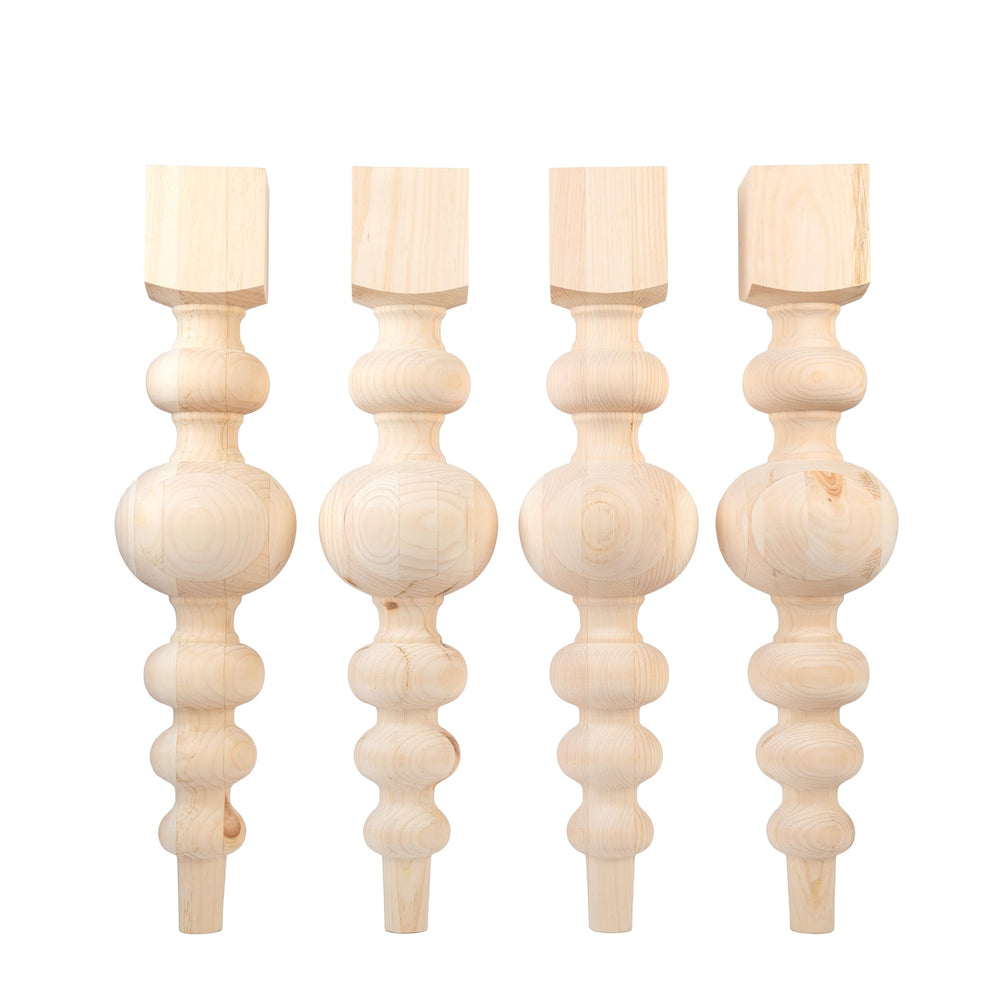 Chunky Pine Dining Table Legs Set of 4 with Large Center Ball