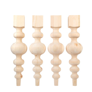 Chunky Pine Dining Table Legs Set of 4 with Large Center Ball