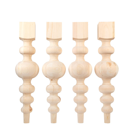 Chunky Pine Dining Table Legs Set of 4 with Large Center Ball
