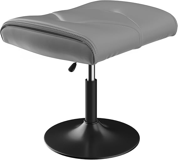 Adjustable Height Footrest Ottoman with PU Leather Cushion