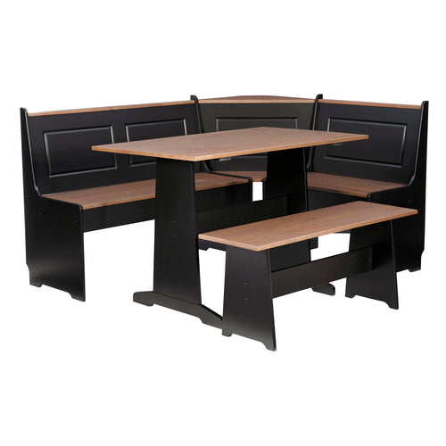 3-Piece Breakfast Nook Dining Set with Hidden Storage Benches