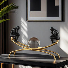 Thinker Statue with Crystal Ball – Modern Decorative Figurine