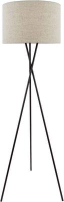 Tripod Floor Lamp with Drum Shade – 60" Metal Standing Lamp