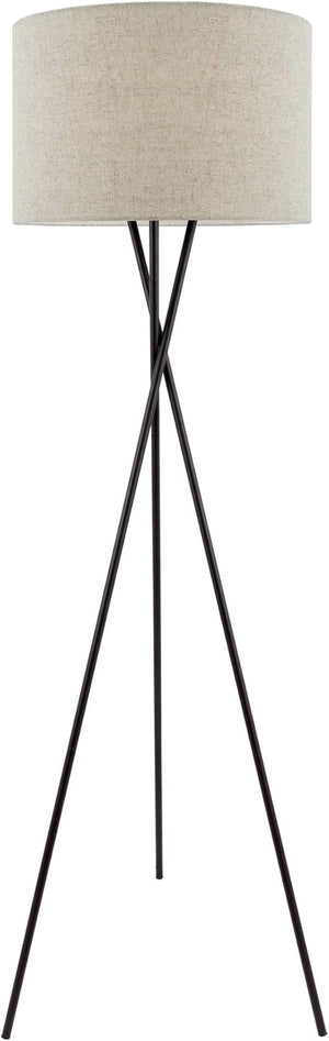 Tripod Floor Lamp with Drum Shade – 60" Metal Standing Lamp