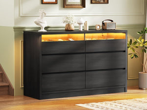6 Drawer Dresser with LED Lights & Hidden Handles