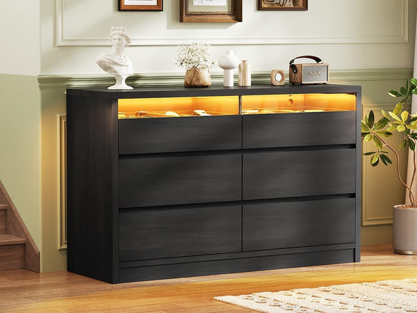 6 Drawer Dresser with LED Lights & Hidden Handles
