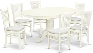 7-Piece Oval Dining Table Set with Butterfly Leaf & 6 Upholstered Chairs
