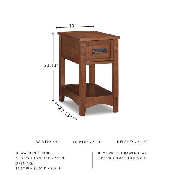 Mission-Style Chairside End Table with Drawer and Shelf