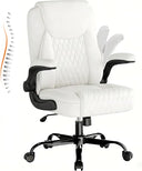 Ergonomic Leather Office Chair with Flip-Up Arms & Lumbar Support