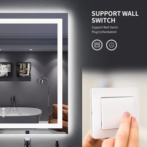 LED Bathroom Mirror with Lights – Anti-Fog, Dimmable, Backlit & Front Lit