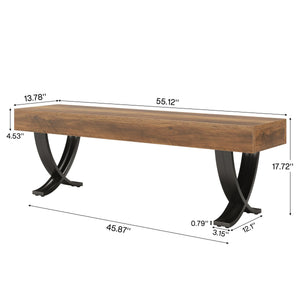 55-Inch Industrial Entryway Shoe Bench with Metal X-Shaped Legs