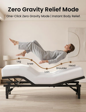 King Size Adjustable Bed Frame with Wireless Remote & Zero Gravity