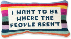 Wool Needlepoint Throw Pillow – 8x14 Embroidered Accent Pillow