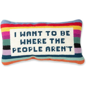 Wool Needlepoint Throw Pillow – 8x14 Embroidered Accent Pillow