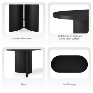 Oval Black Dining Table – Art Deco Pedestal, Seats 8