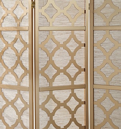 4-Panel Room Divider with Quarterfoil Mesh Design