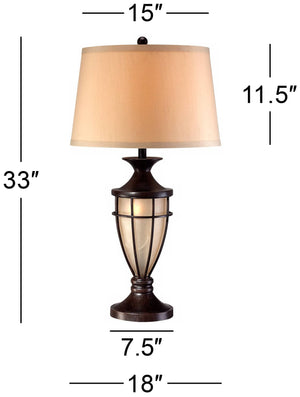 Mission Cage Table Lamps Set of 2 with Night Light, 33" Tall