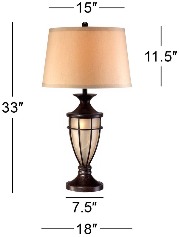Mission Cage Table Lamps Set of 2 with Night Light, 33" Tall