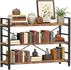 4-Tier Adjustable Bookshelf with Metal Frame