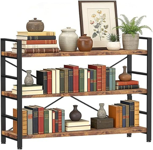 4-Tier Adjustable Bookshelf with Metal Frame