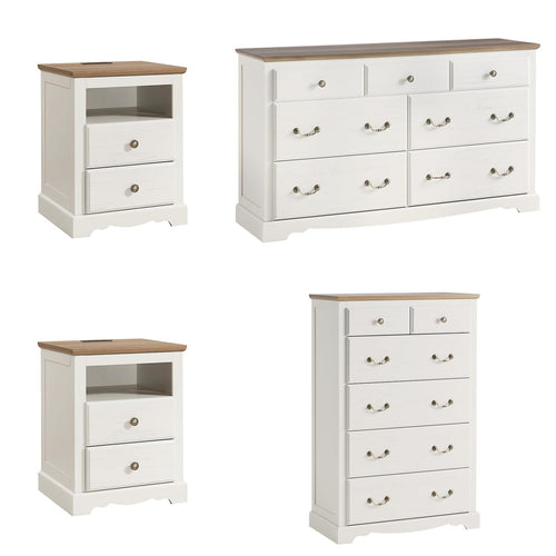 Farmhouse 4-Piece Bedroom Set with Dressers & Nightstands