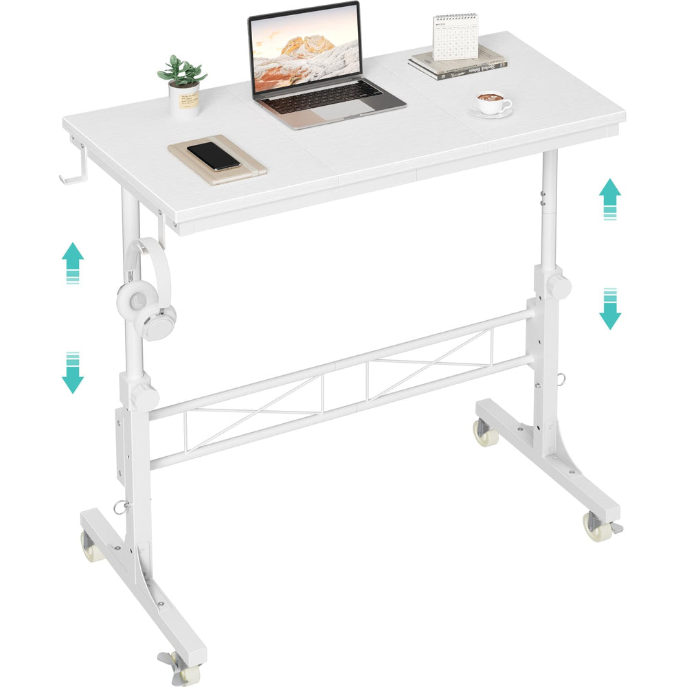 Adjustable Height Rolling Laptop Desk with Wheels