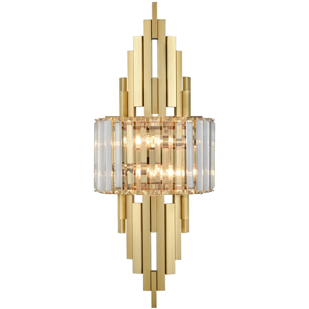 Modern Crystal Wall Sconce 2-Light Gold