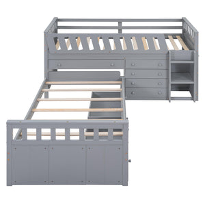Twin Loft & Platform Bed with 7 Storage Drawers