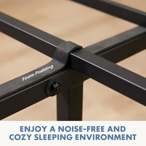 Industrial Metal Bed Frame with Headboard & Under-Bed Storage