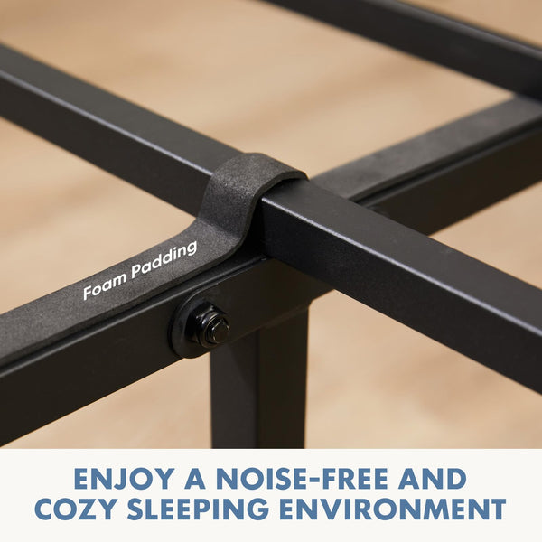 Industrial Metal Bed Frame with Headboard & Under-Bed Storage