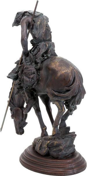Western Warrior Polystone Sculpture - Bronze-Tone Decorative Statue