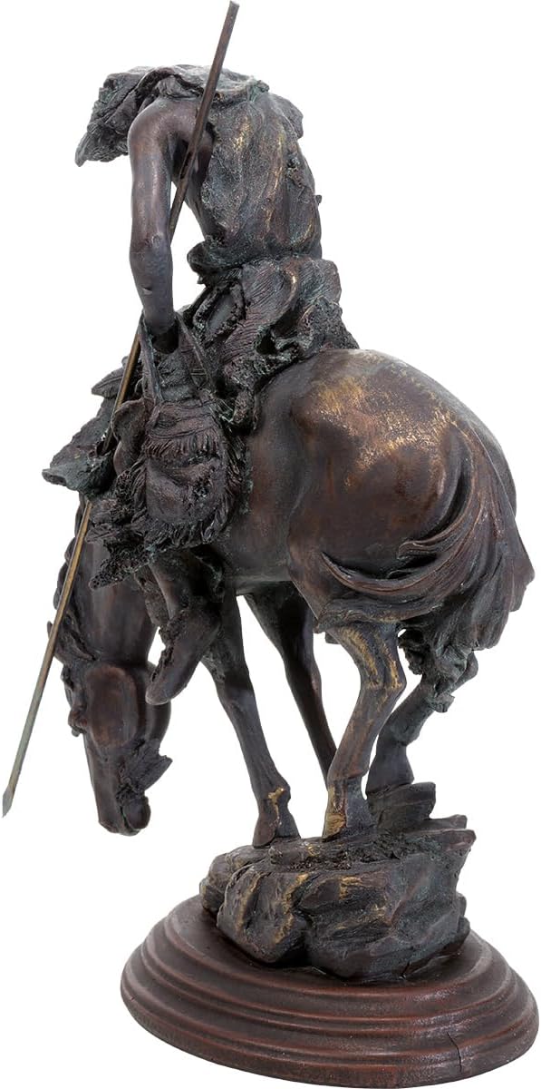 Western Warrior Polystone Sculpture - Bronze-Tone Decorative Statue