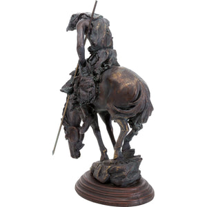 Western Warrior Polystone Sculpture - Bronze-Tone Decorative Statue