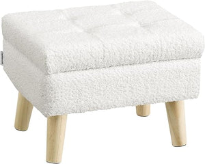Storage Ottoman with Padded Seat & Wood Legs