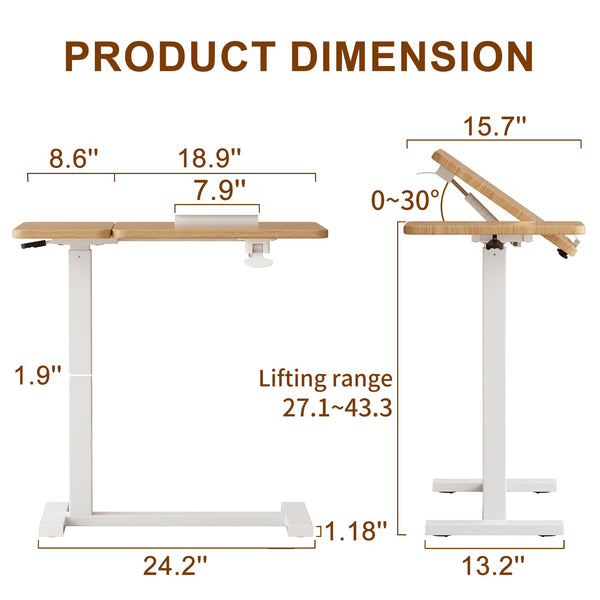Adjustable Overbed Table with Wheels