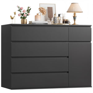 5-Drawer Dresser with Door Cabinet — Engineered Wood Storage Chest