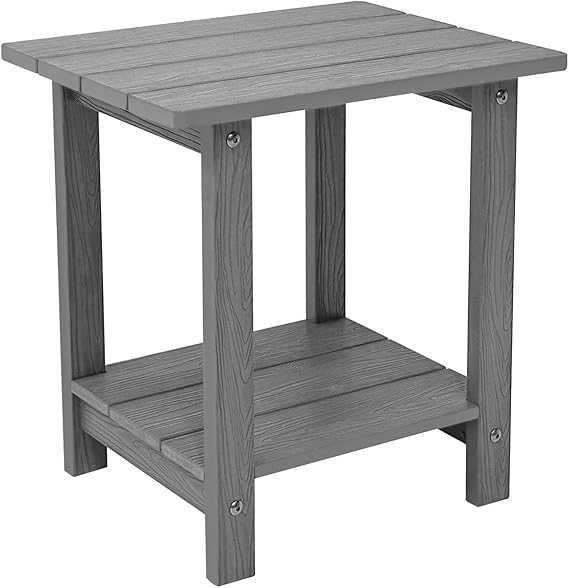 Melucivi Weather Resistant Outdoor Side Table, Double Small Adirondack Side Table for Adirondack Chair - Indoor Outdoor End Table, Patio Table for Pool, Deck and Porch (Black)