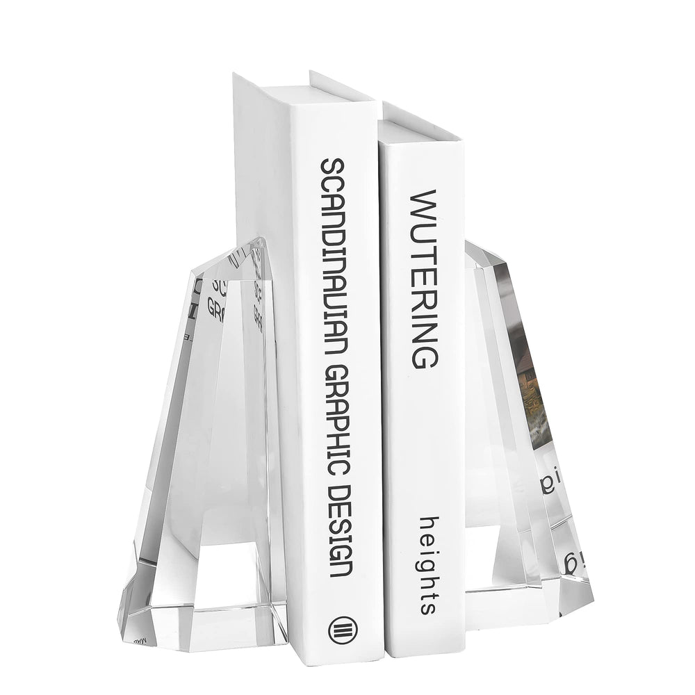 Crystal Bookends Half-Obelisk Design – Set of 2