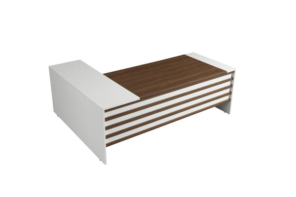 L-Shaped Executive Office Desk Set – 3-Piece with Coffee Table & Storage Cabinet